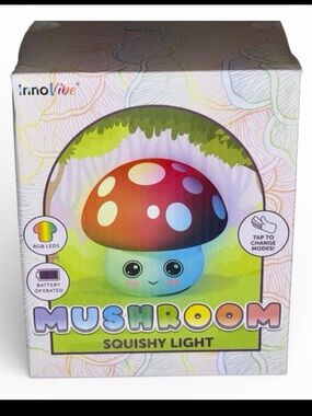 Mushroom Squishy Color Changing  Night Light- NEW  •